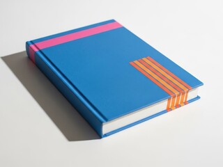 Vibrant blue book with pink and orange stripes