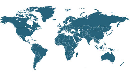 Fototapeta premium World map. Blue modern vector map. Silhouette map