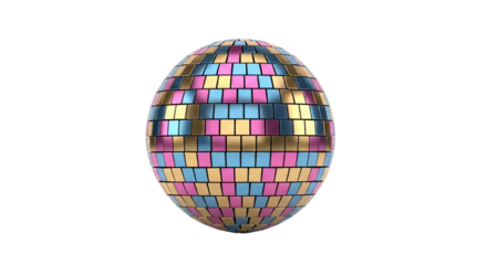 Disco Ball with Pink, Blue, and Gold Tiles