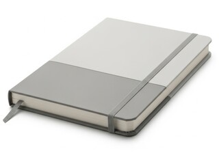 Elegant gray leather-bound notebook with elastic closure