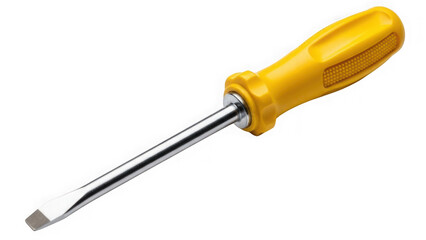 Yellow screwdriver isolated on transparent background