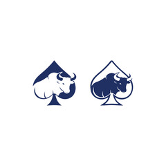  Dual Bull Head Logos Inside Spade Symbol Representing Strength and Strategy
