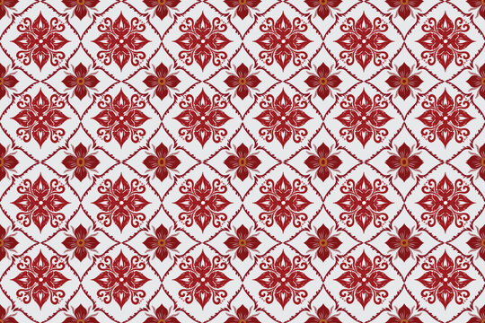 Seamless Scandinavian floral pattern inspired by Danish folk art and Nordic design.
Elegant symmetrical ornament with decorative flowers and geometric diamond shapes.