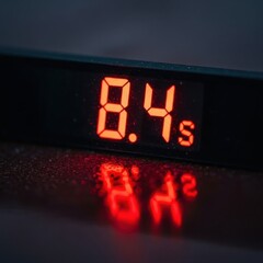 Digital timer displays 04s in dim lighting with red numerals glowing