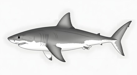 Fototapeta premium Scientific Illustration of White Shark with Accurate Anatomy