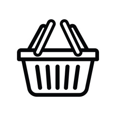 Black shopping basket icon on white background