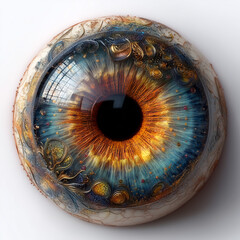 Hyper detailed human eye macro with glowing iris and futuristic texture