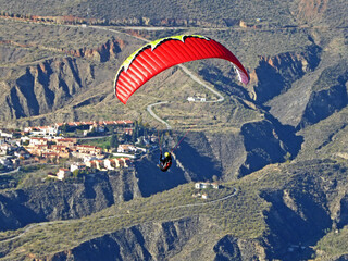 Paragliders at Cenes in the Sierra Nevada, Spain	