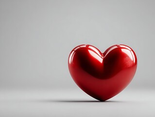 Fototapeta premium Single red heart on gray background