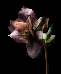 Hellebore Flower on Black Background