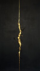Golden Crack on Black Surface