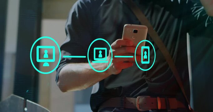Animated global business network and data processing concept video.