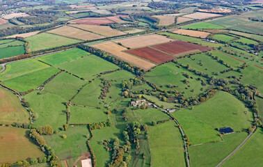Aerial view of the fields in Wiltshire	