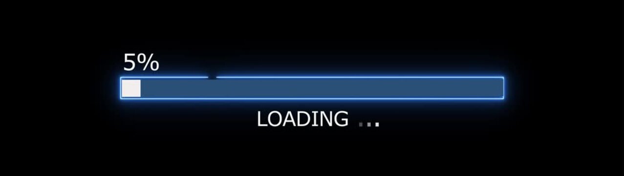 6% loading bar icon diagrams info graphics animation. Neon loading bar sign background video.
