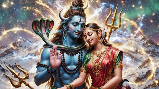 Shiva and Parvati - A Divine Love Story in the Himalayas.