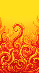 燃え盛る炎、ダイナミックな赤と黄色のイラスト