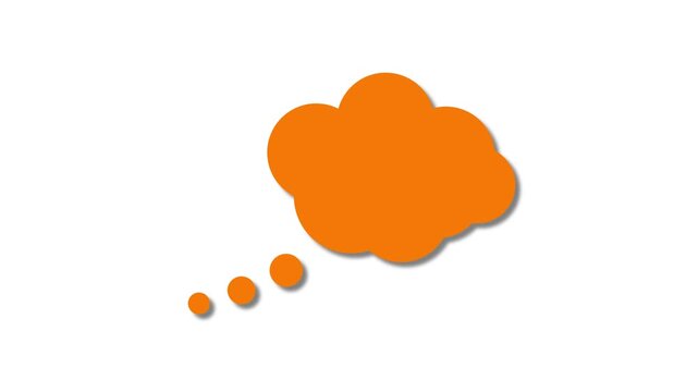 Blue thought bubble icon with three small dots, isolated on white background. Simple flat symbol representing thinking, ideas, imagination, communication, and brainstorming concepts.