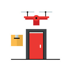 Drone Lowering Delivery Box Near Front Door