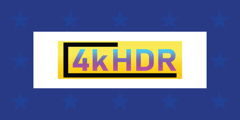 Vibrant 4K HDR Typography On Golden Banner With Black Frame Amid Blue Starry Background.