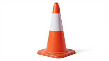 Bright orange and white traffic safety cone for road construction and warning purposes