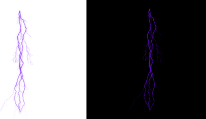Vibrant purple lightning bolt design element isolated on transparent background