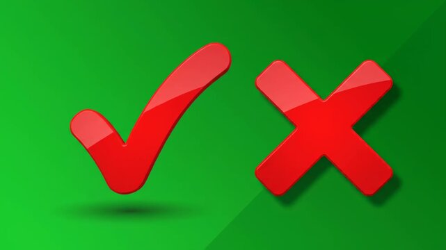 Red Check Mark on Green Background - A Symbol of Approval.