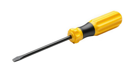 Yellow screwdriver isolated on transparent background
