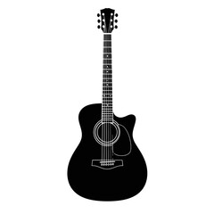 Obraz premium Silhouette of an Acoustic Guitar Musical Instrument Vector Icon for Music Design and Arts Projects