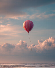 Pink Balloon Floating Over Water