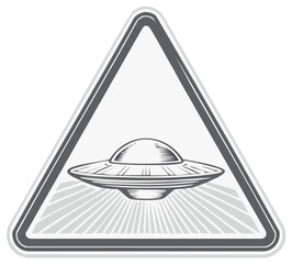 Alien Spaceship Warning Sign Flying Object Icon Triangle Alert Symbol Graphic Design