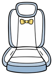 Cute Cartoon Baby Car Seat with Yellow Bow Tie Child Safety Illustration