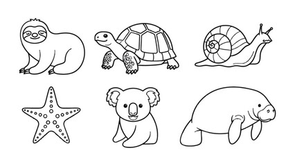 Fototapeta premium Cartoon Fauna Collection: A charming assembly of cartoon animal illustrations, each depicting a unique creature in playful and endearing poses. 