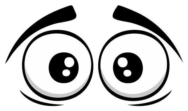 Cartoon eyes, surprised expression, big pupils, comic book style