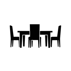 Silhouette of a Dining Table Furniture Home Icon Vector Illustration Isolated on White Background