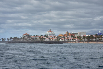 Obraz premium Panoramic views of Costa Adeje with its hotel complexes and beaches in southern Tenerife, Spain