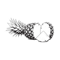Pineapple illustration with heart shape