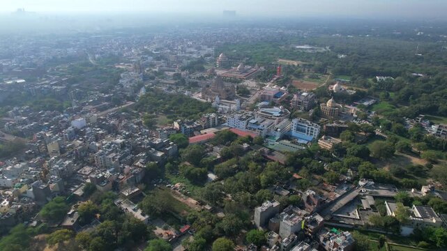An Aerial Shot of Chhatarpur Temple, New Delhi, India