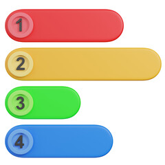 Obraz premium 3D Numbered Horizontal GRADES Bars for Process or List Presentation icon 