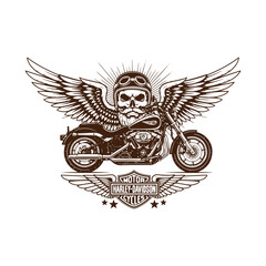 Harley davidson motorcycle with wings and skull rider