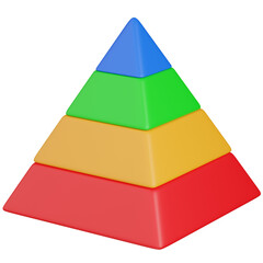Colorful 3D  render Layered four part Pyramid Chart Infographic icon 