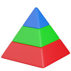 3D render three part  Layered Pyramid for Hierarchy and Data Visualization