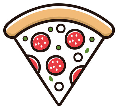 Delicious Slice of Salami Pepperoni Pizza with Green Peas and White Cheese