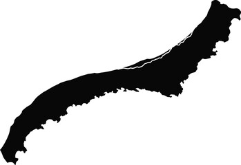Long narrow peninsula or barrier island map silhouette vector illustration © Pitiyage