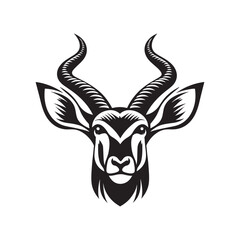 Stylish black and white illustration of antelope head
