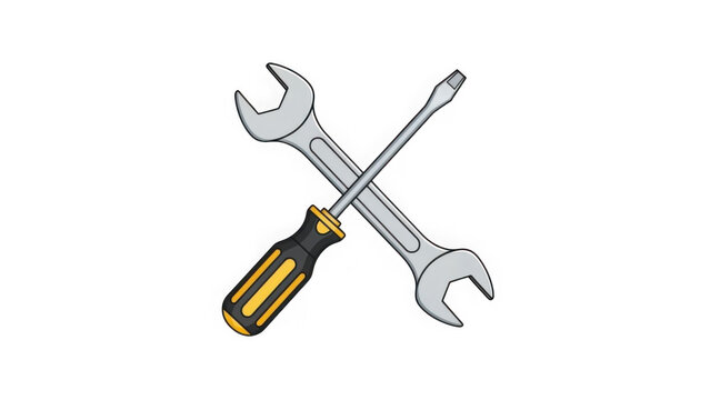 Crossed wrench and screwdriver icon isolated on transparent background