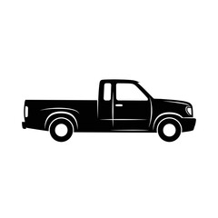 Pickup Truck Transport Silhouette Cargo Vehicle Vector Icon Isolated on White Background Delivery Art