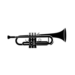 Obraz premium Trumpet Horn Instrument Silhouette Band Music Vector Icon Isolated on White Background Jazz Audio