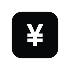 Obraz premium A black square with rounded corners featuring a white yen symbol on a plain white background