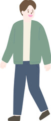Obraz premium Smiling Young Man Walking in Spring Fashion - Flat Vector Illustration of Male Character
