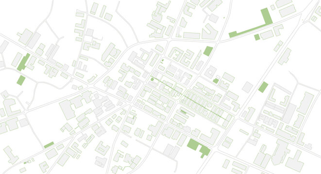 Urban City Plan Map with Green Building Zones